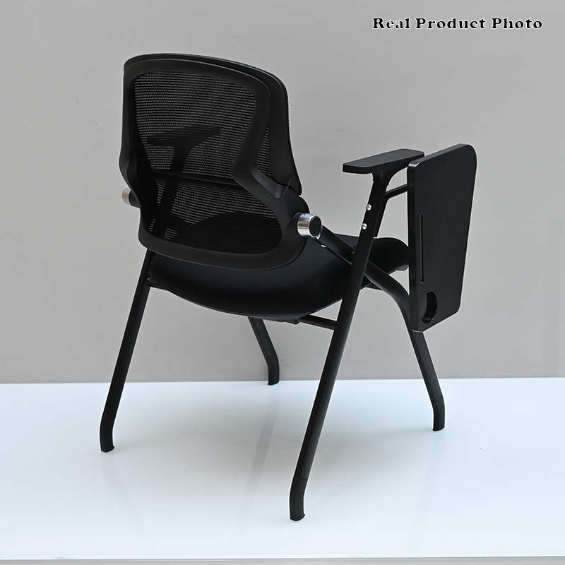 Modern Mesh Training Chair With Foldable Seat & Tablet Arm - Multi-Function Conference Desk Chair For Home Office