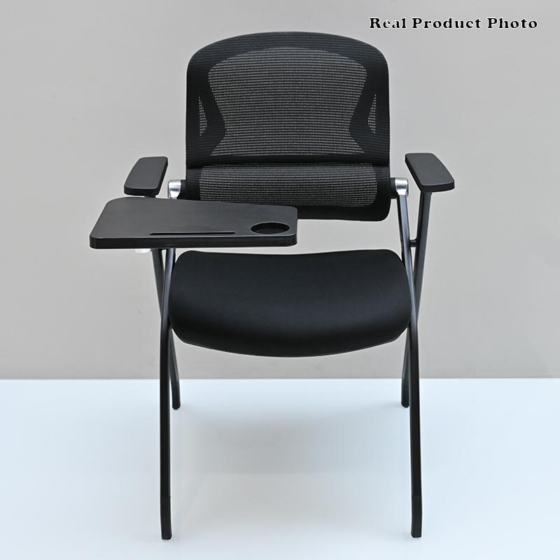 Modern Mesh Training Chair With Foldable Seat & Tablet Arm - Multi-Function Conference Desk Chair For Home Office