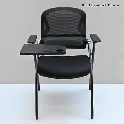 Modern Mesh Training Chair With Foldable Seat & Tablet Arm - Multi-Function Conference Desk Chair For Home Office