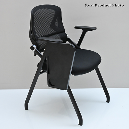 Modern Mesh Training Chair With Foldable Seat & Tablet Arm - Multi-Function Conference Desk Chair For Home Office