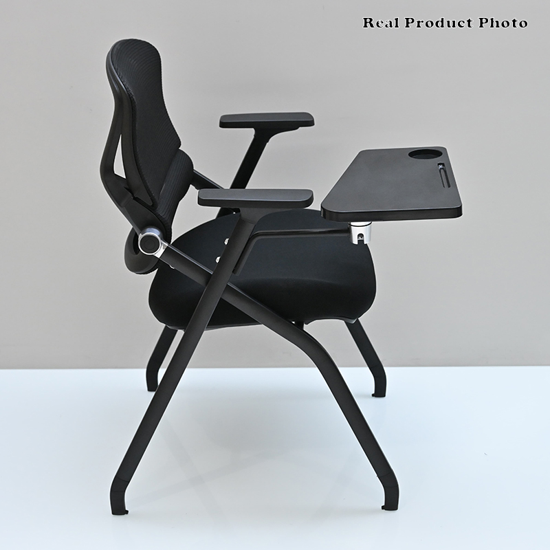 Modern Mesh Training Chair With Foldable Seat & Tablet Arm - Multi-Function Conference Desk Chair For Home Office