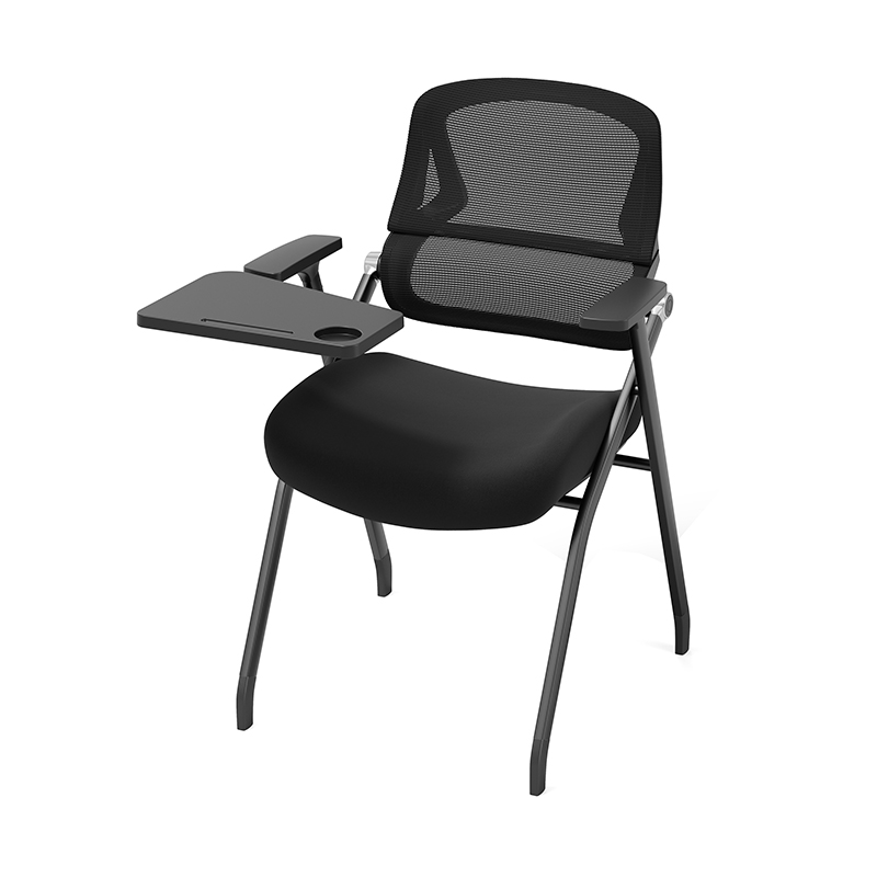 Modern Mesh Training Chair With Foldable Seat & Tablet Arm - Multi-Function Conference Desk Chair For Home Office