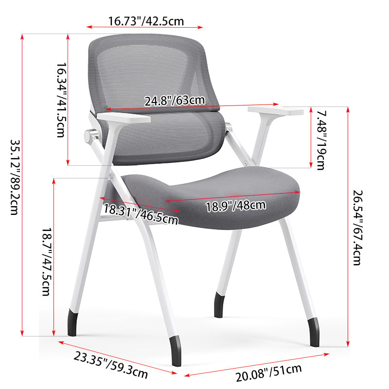 Modern Classroom Training Chair With White Steel Frame - Multi-Function Foldable Office Chair For Home Office