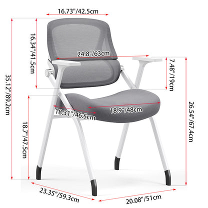 Modern Classroom Training Chair With White Steel Frame - Multi-Function Foldable Office Chair For Home Office