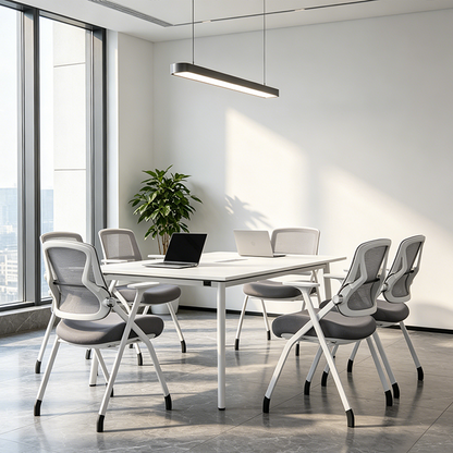Modern Classroom Training Chair With White Steel Frame - Multi-Function Foldable Office Chair For Home Office