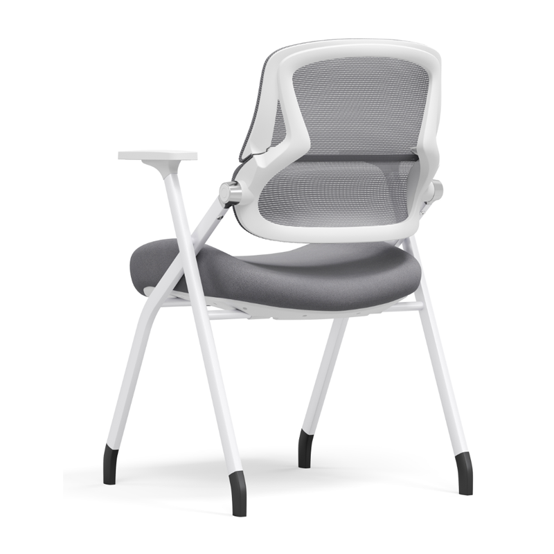 Modern Classroom Training Chair With White Steel Frame - Multi-Function Foldable Office Chair For Home Office