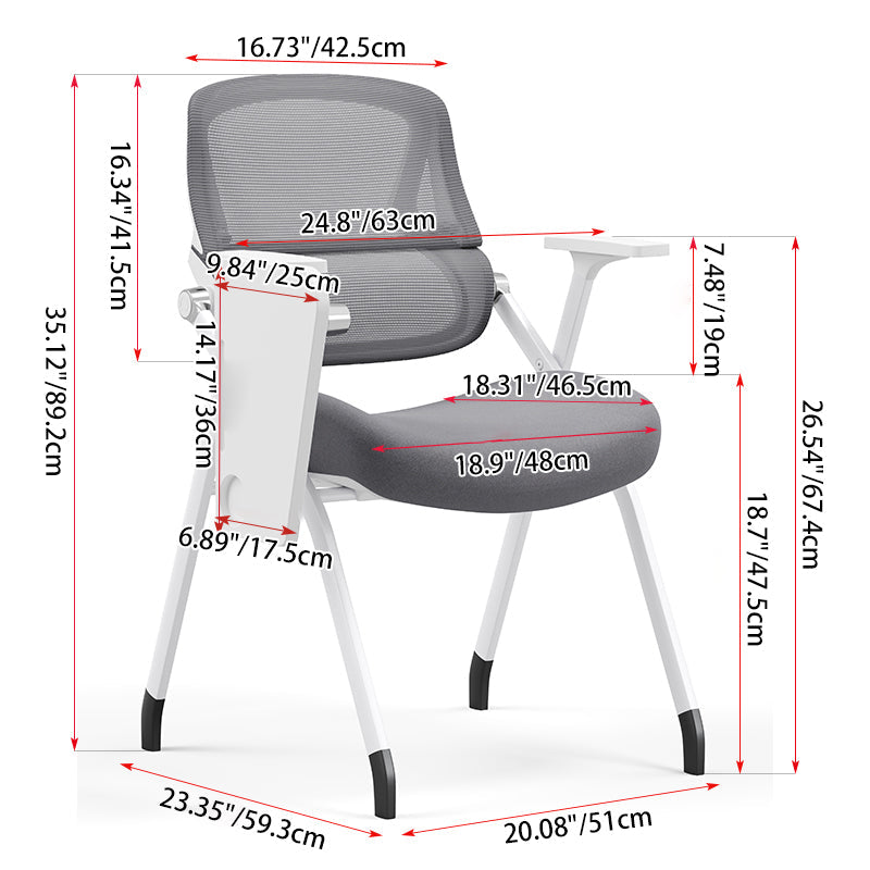 Modern Conference Office Chair With Writing Board - Space Saving Folding Training Desk Chair For Home Office