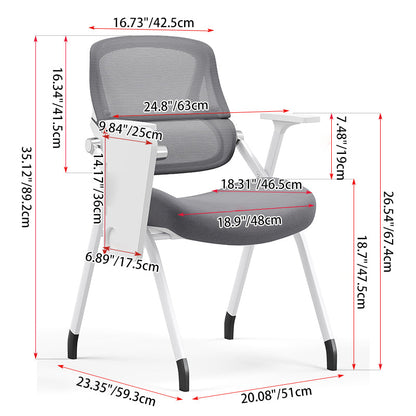 Modern Conference Office Chair With Writing Board - Space Saving Folding Training Desk Chair For Home Office