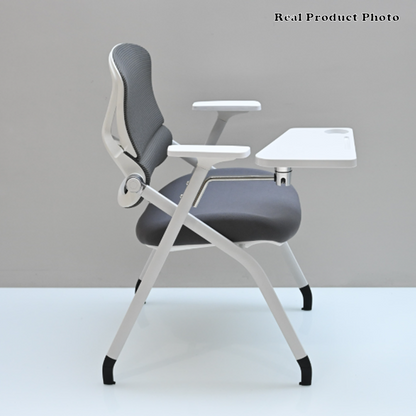 Modern Conference Office Chair With Writing Board - Space Saving Folding Training Desk Chair For Home Office