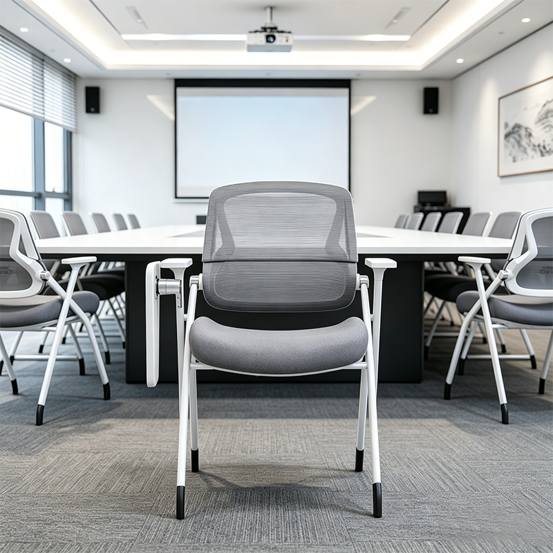 Modern Conference Office Chair With Writing Board - Space Saving Folding Training Desk Chair For Home Office