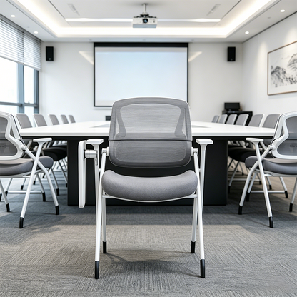 Modern Conference Office Chair With Writing Board - Space Saving Folding Training Desk Chair For Home Office
