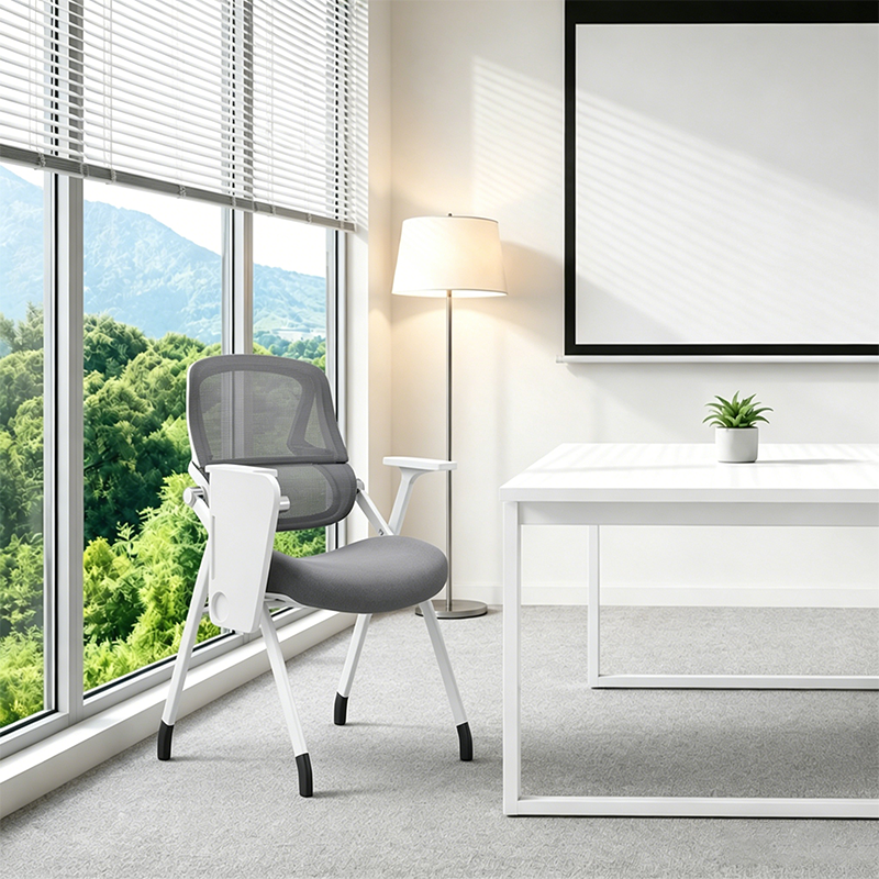 Modern Conference Office Chair With Writing Board - Space Saving Folding Training Desk Chair For Home Office
