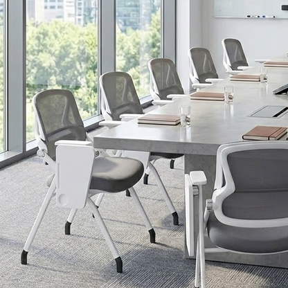 Modern Conference Office Chair With Writing Board - Space Saving Folding Training Desk Chair For Home Office