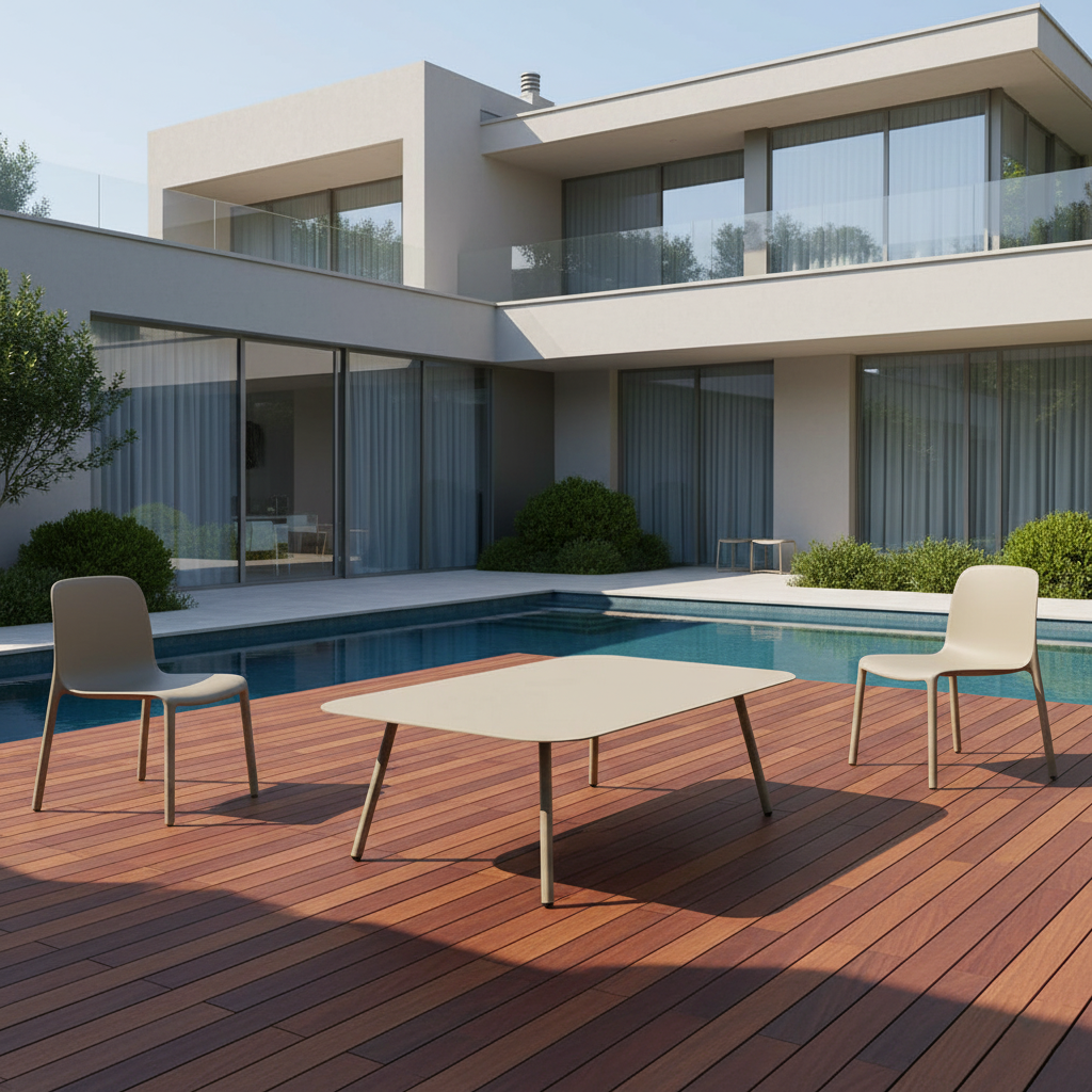 Modern Minimalist Rectangular Outdoor Table - Aluminum Coffee Table For Garden & Balcony