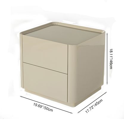 Elegant Luxury Baking Paint Nightstand - Self-Closing Rail 2-Drawer Bedside Table For Bedroom & Living Room