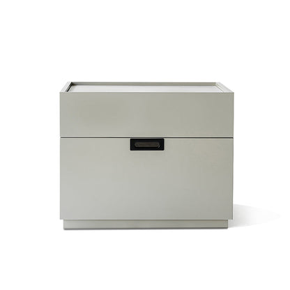 Quiet-Close Minimal Nightstand - Formaldehyde-Free MDF & Durable Rock Slab Top Bedside Table 2-Drawer For Bedroom