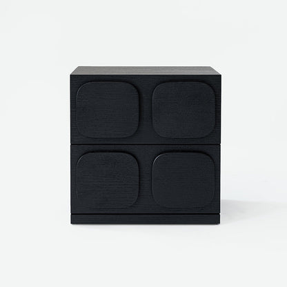 Versatile Minimal Nightstand - Deformation-Resistant Solid Wood Multi-Layer Board Bedside Table 2-Drawer For Bedroom