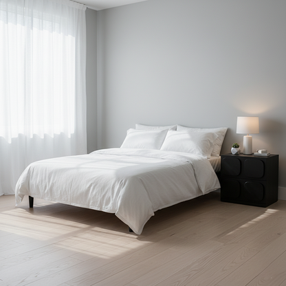 Versatile Minimal Nightstand - Deformation-Resistant Solid Wood Multi-Layer Board Bedside Table 2-Drawer For Bedroom