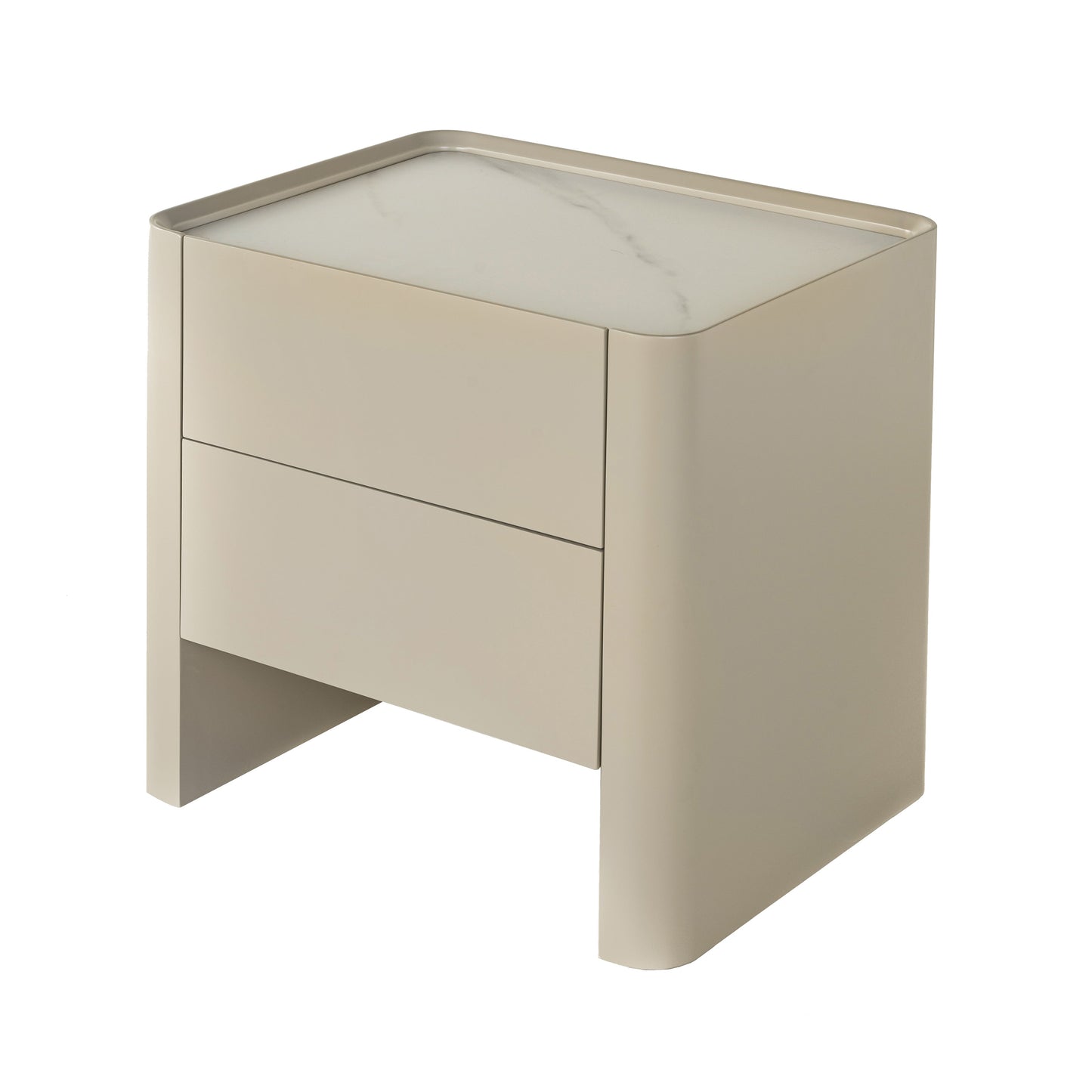 Traditional French Bedside Table - Rock Slab Tabletop & Light Vibe Nightstand 2-Drawer For Bedroom
