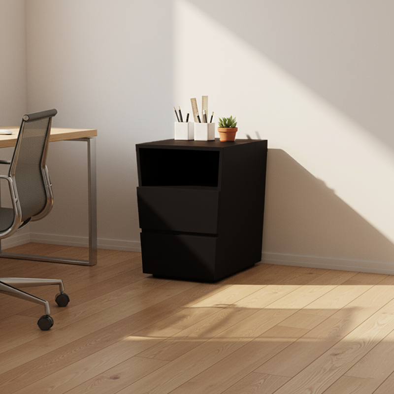 Compact Office Bedside Cabinet - Space-Saving Solid Wood & Organized Storage Cabinet 2-Drawer For Home Office