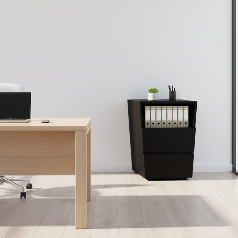 Compact Office Bedside Cabinet - Space-Saving Solid Wood & Organized Storage Cabinet 2-Drawer For Home Office