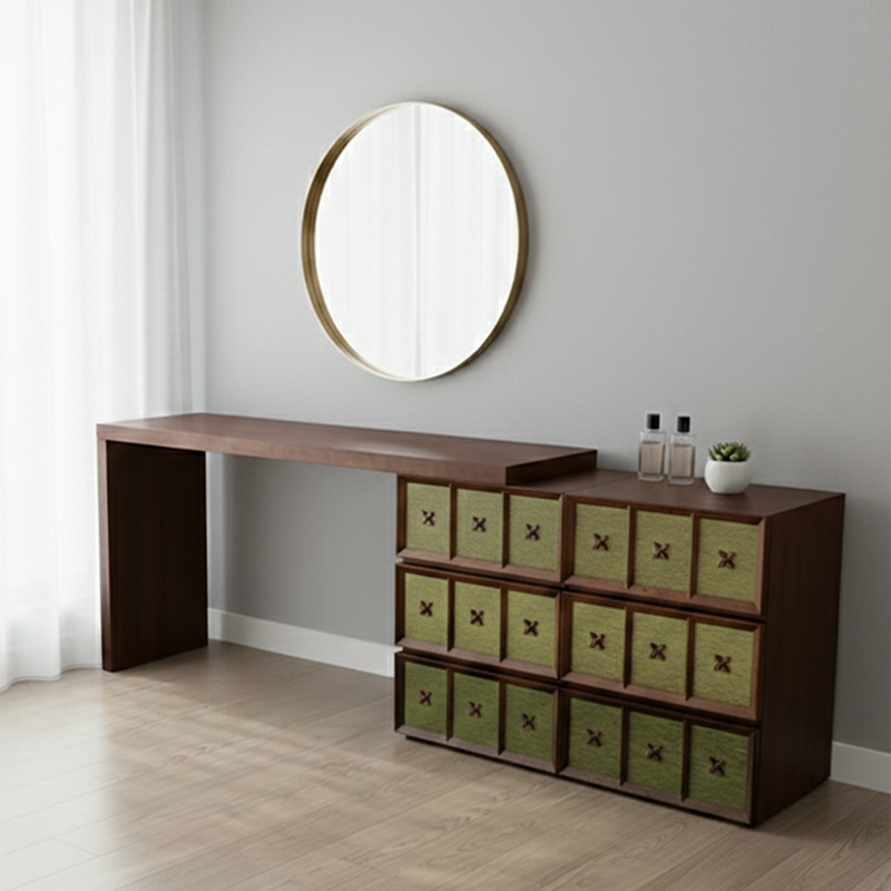 Mid-century Makeup Vanity - Wide Countertop & Eco-Friendly Material Table For Bedroom