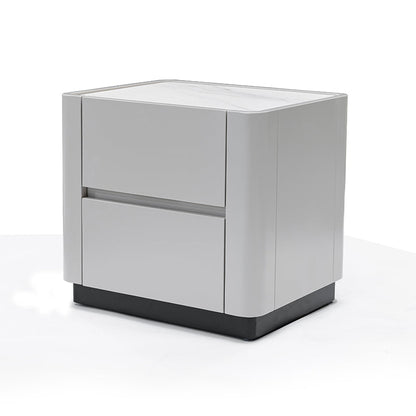 Traditional French Rounded Corners Bedside Table - Solid Wood Plywood 2 Drawers Nightstand For Bedroom