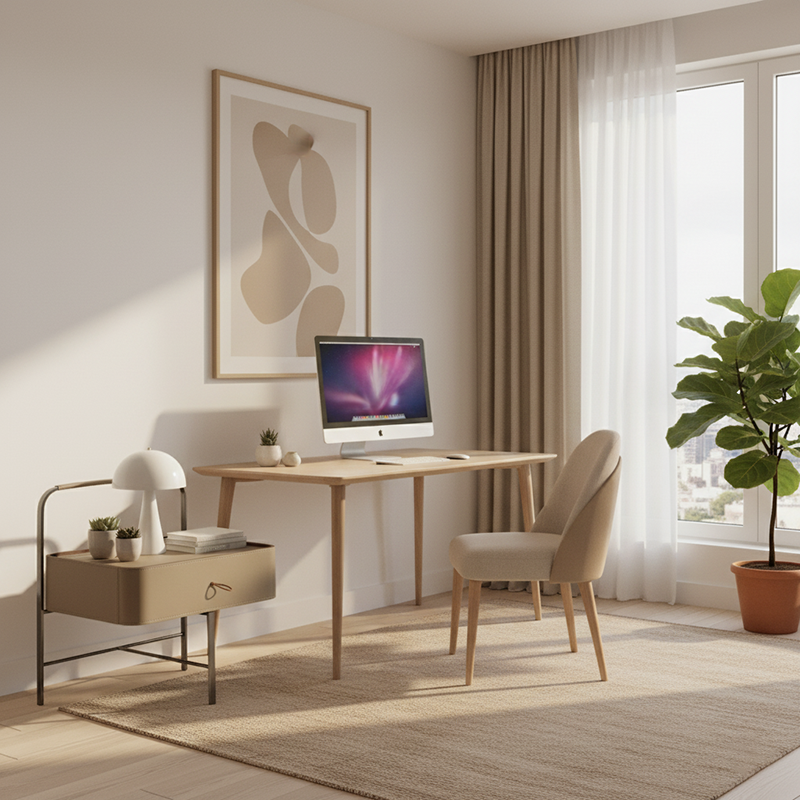 Contemporary Saddle Leather Nightstand With 1 Drawer - Creative Floating Side Table For Bedroom
