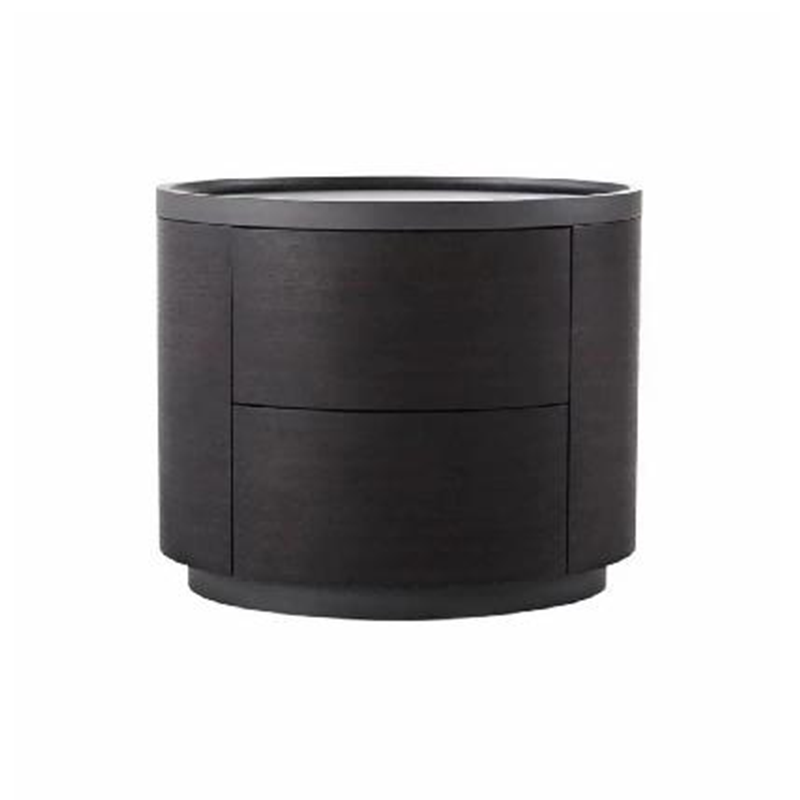Traditional Vintage Cylinder Nightstand With 2 Drawers - Raised Guardrail Top Bedside Table For Bedroom