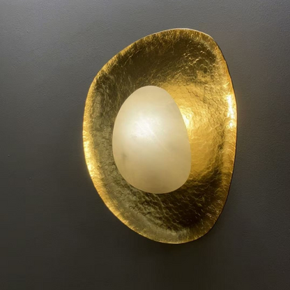 Traditional Vintage Round Copper Marble LED Wall Sconce Lamp for Bedroom
