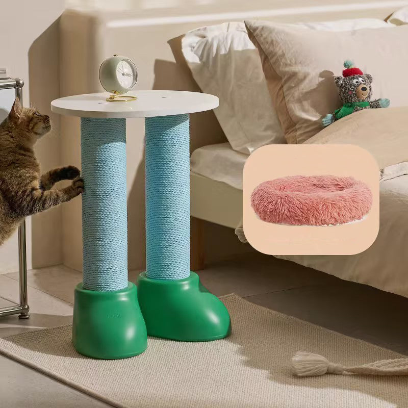 Contemporary Creative Cylindrical Boot-Shaped HDPE Paper Rope Fleece Cat Tree & Condo 1 - Condo For Living Room