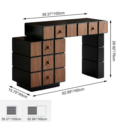 Nordic Makeup Vanity Desk With 5 Drawers Storage - Extendable MDF Dressing Table For Bedroom