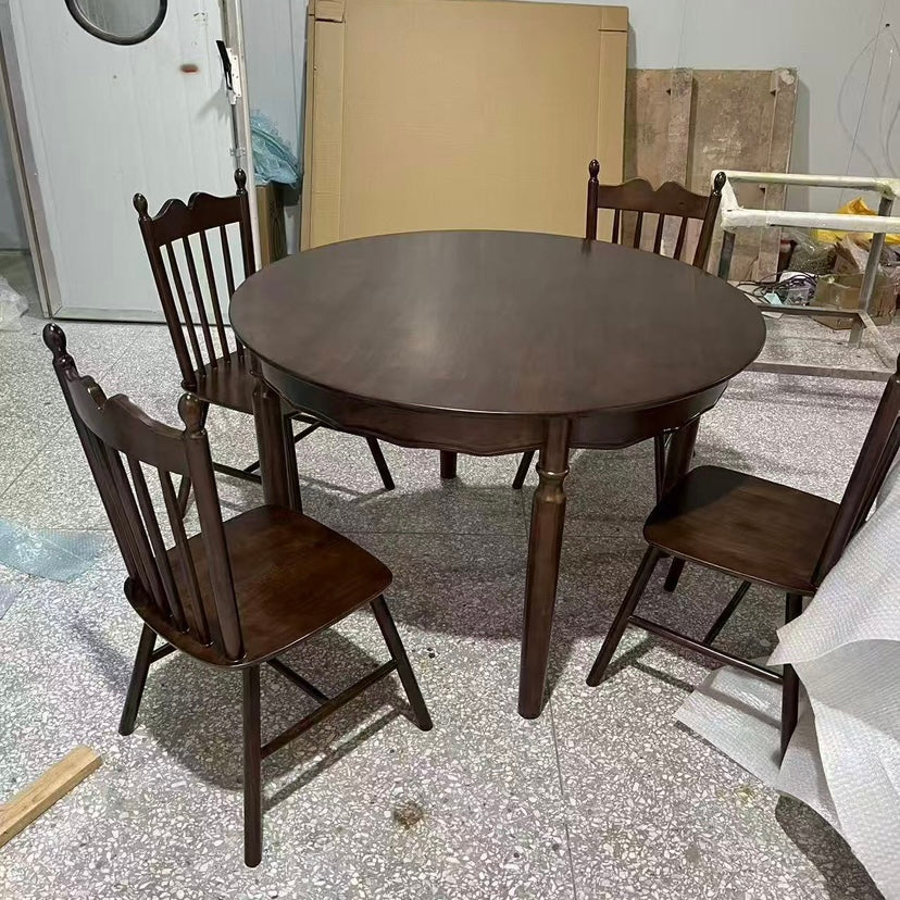Traditional French Solid Wood Round Wavy Dining Table For 4-6 Seats