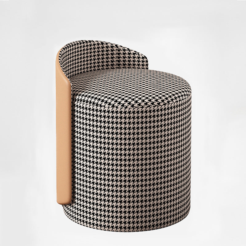 Modern Minimalist Cylindrical Fabric Tech Leather Iron Vanity Stool Backless Armless For Bedroom