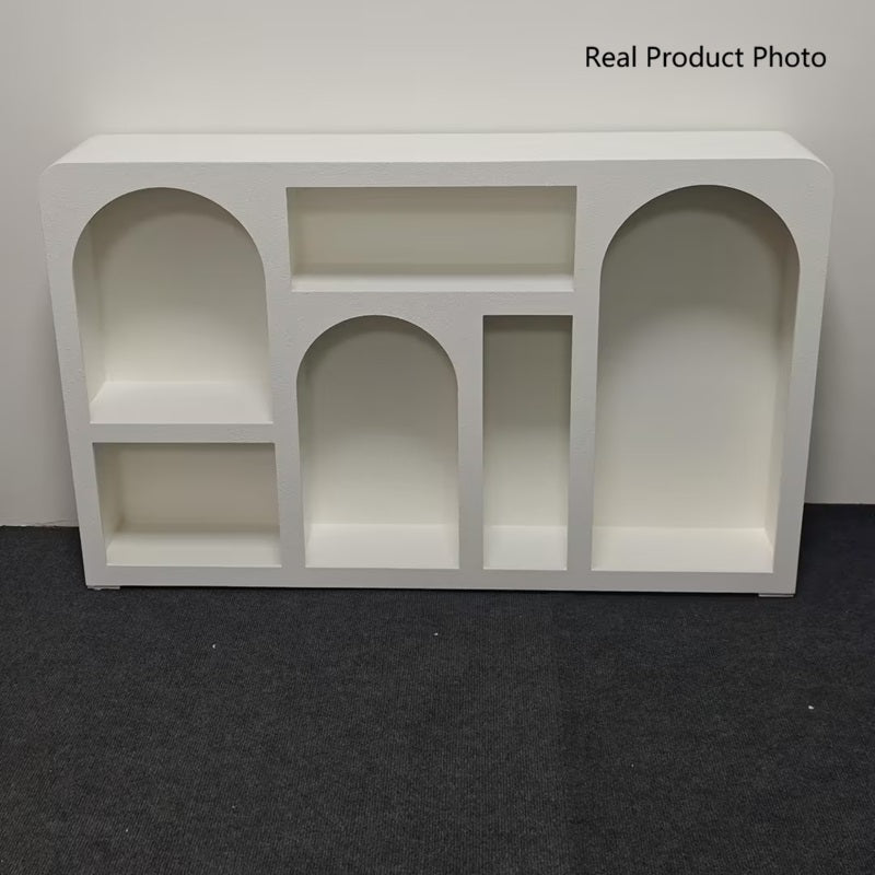 Modern Minimalist Engineered Wood Arched Rounded Rectangular Storage Cabinet 6-Cabinets For Living Room