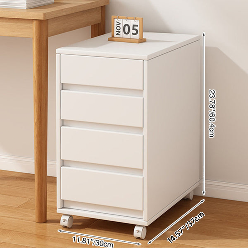 Modern Minimalist MDF Rectangular Rolling Storage Cabinet With 4-5 Drawers For Bedroom & Office