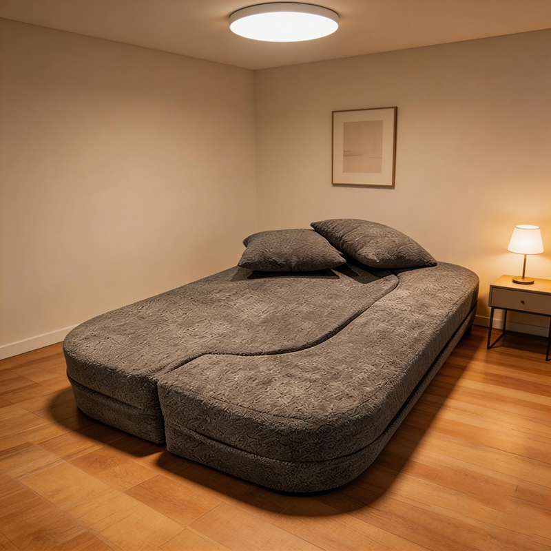 Modern Minimalist Foldable Sherpa Sofa - Compression Convertible Frame-Free Sofa Bed With High Resilience Foam For Small Spaces