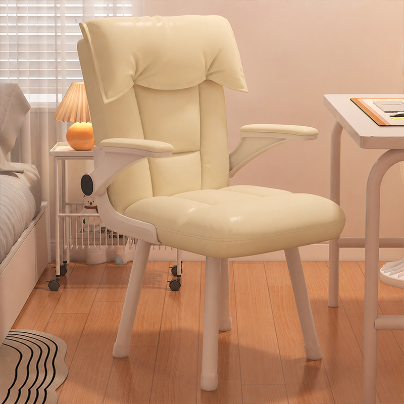 Contemporary Nordic Square Tufted Synthetic Fabric Cat Scratch Leather Solid Wood Desk Chair Backrest Armrest For Home Office