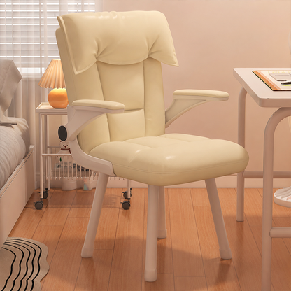 Contemporary Nordic Square Tufted Synthetic Fabric Cat Scratch Leather Solid Wood Desk Chair Backrest Armrest For Home Office