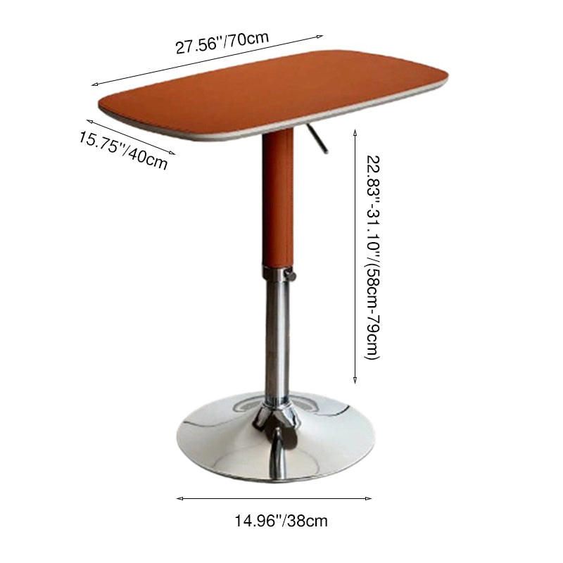 Traditional Vintage Rectangular Saddle Leather MDF Eco-Friendly Board Carbon Steel Side Table Adjustable For Living Room